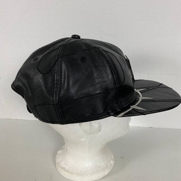 Marvel Black Panther Movie Faux Leather Snapback Hat Cap Metal Logo Heavyweight - Picture 5 of 8